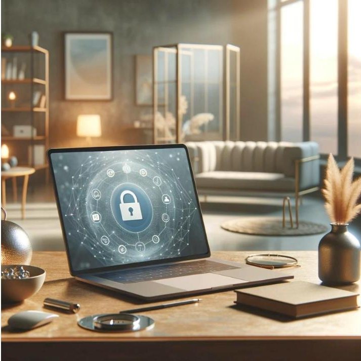 Laptop met een beveiligde videoverbinding